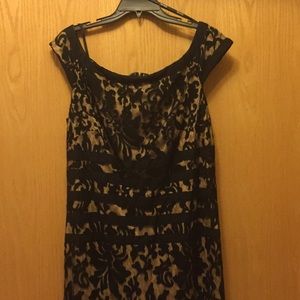 Full length Tadashi Shoji Black/ Nude Dress